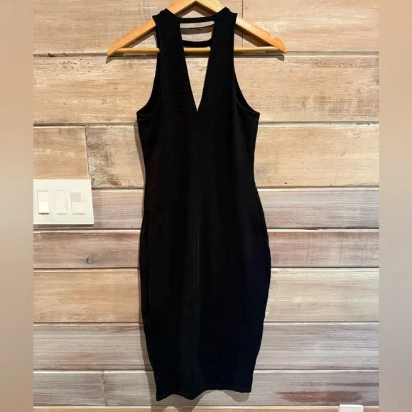 Express Black Bodycon V-Neck Cocktail Dress Size Small - Picture 3 of 3